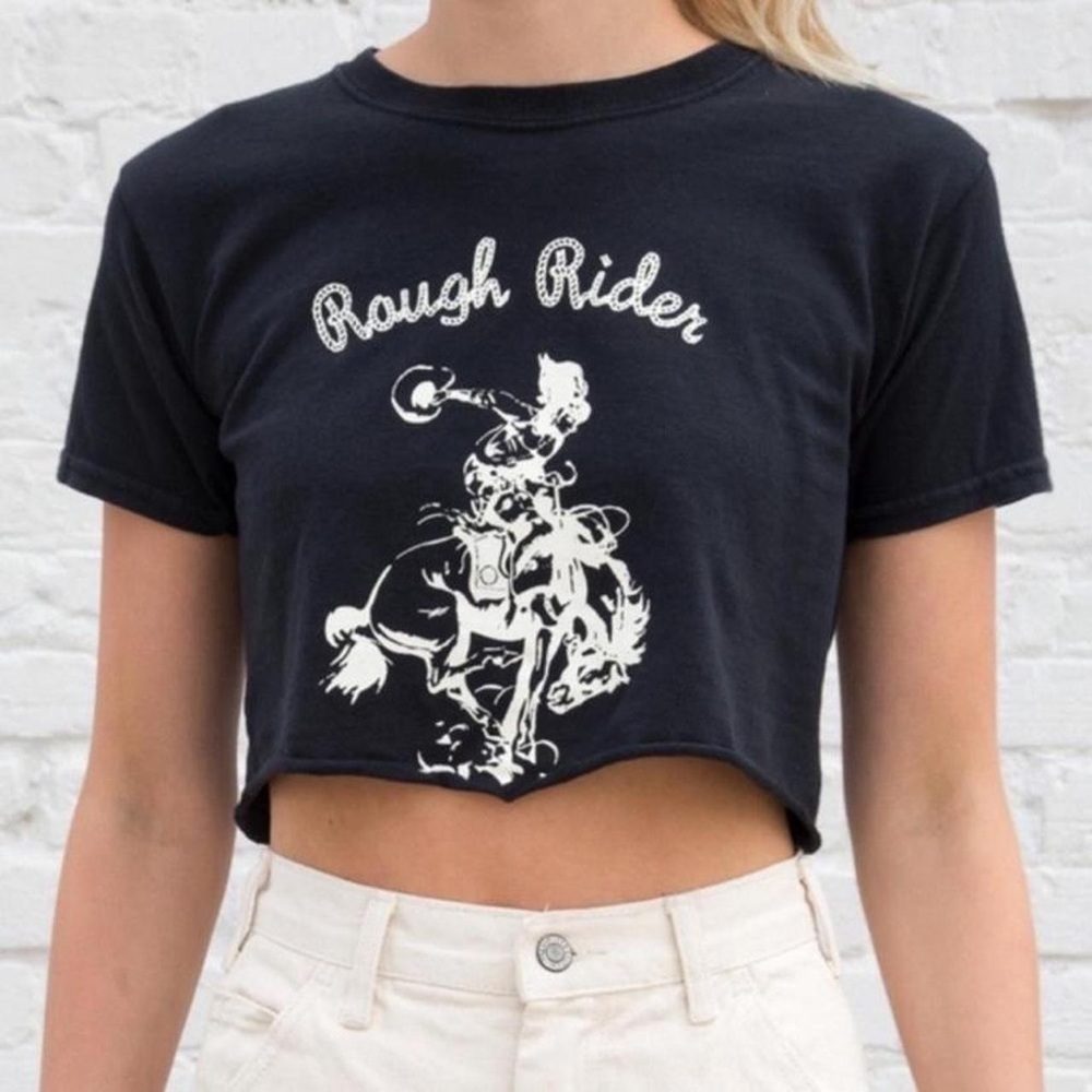 Brandy Melville Black Rough Rider Crop Top